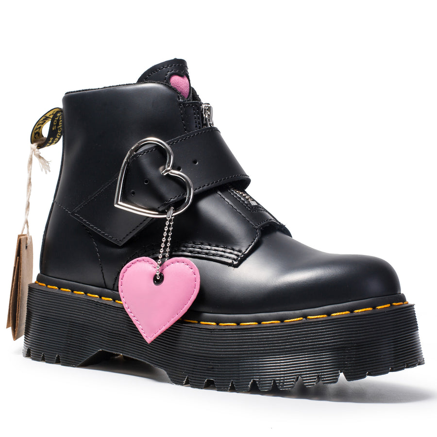 Edgy Heart Detail Platform Ankle Boots