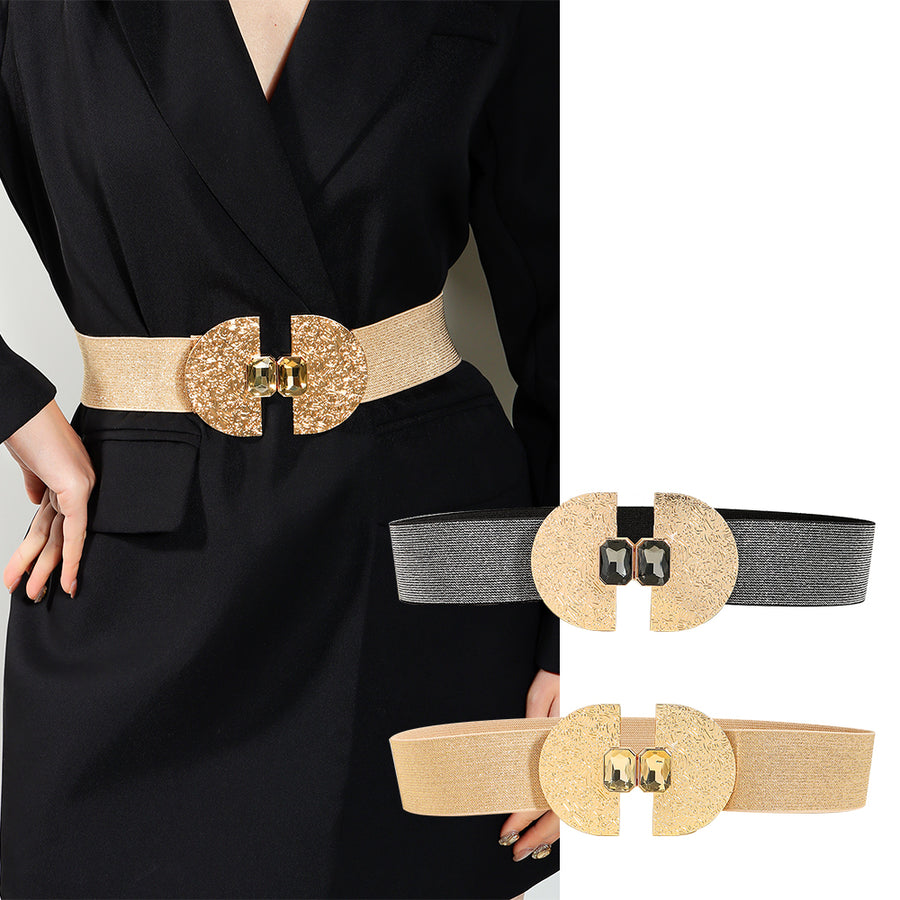 Stretchy Glittering With Pearls, Elastic Belt