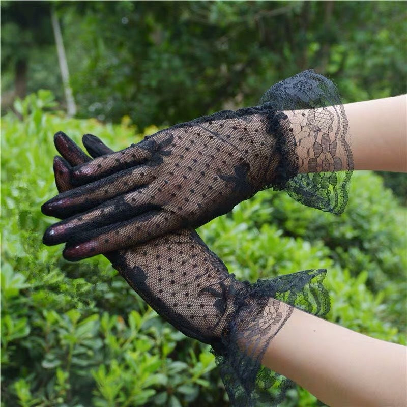 Elegant Lace Bow Bridal UV Gloves