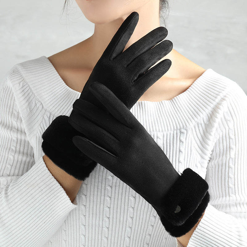Sexy Suede Glove Warm Finger Gloves