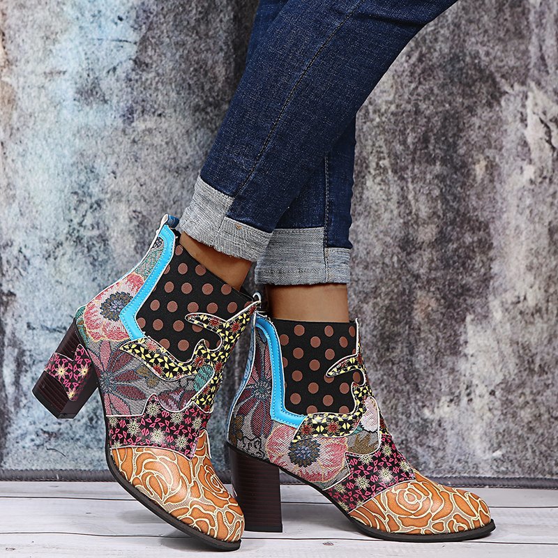 Chic Boho Patchwork Ankle Boots