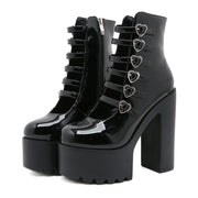 Chic Patent Platform Chunky Heel Heels