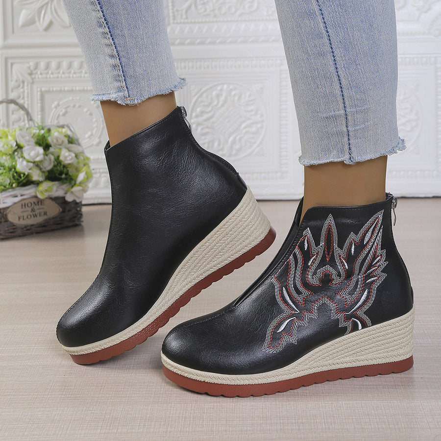 Glam Vintage Embroidered Ankle Boots
