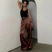 High-Waisted Lace-Up Wide-Leg Pants