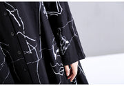 Black Loose Chiffon Ruffle Dress