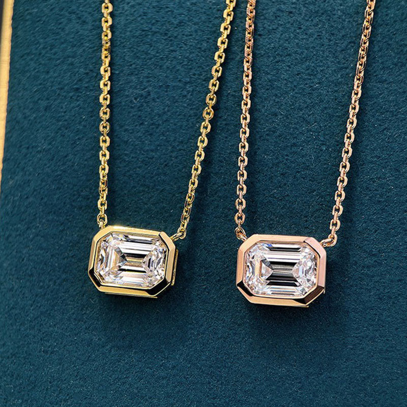 Classic Rectangular Moissanite Necklace