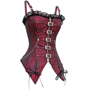 Striped Zippered Boning Shapewear