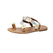 Chic Flower Toe Ring Flat Sandals
