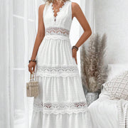 V-neck Sleeveless Lace Dress