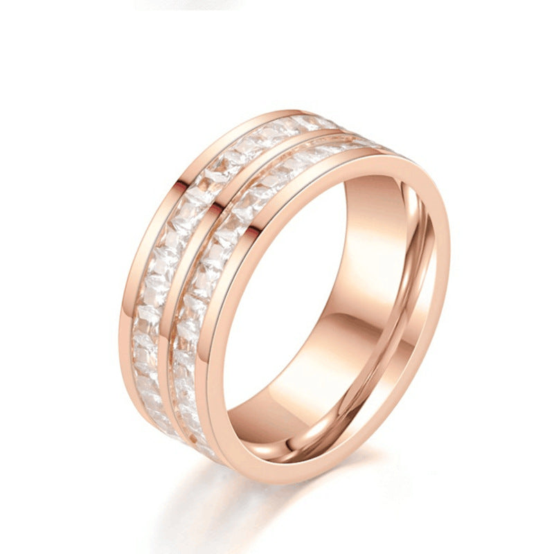 Chic Stainless Steel Rhinestone Ring