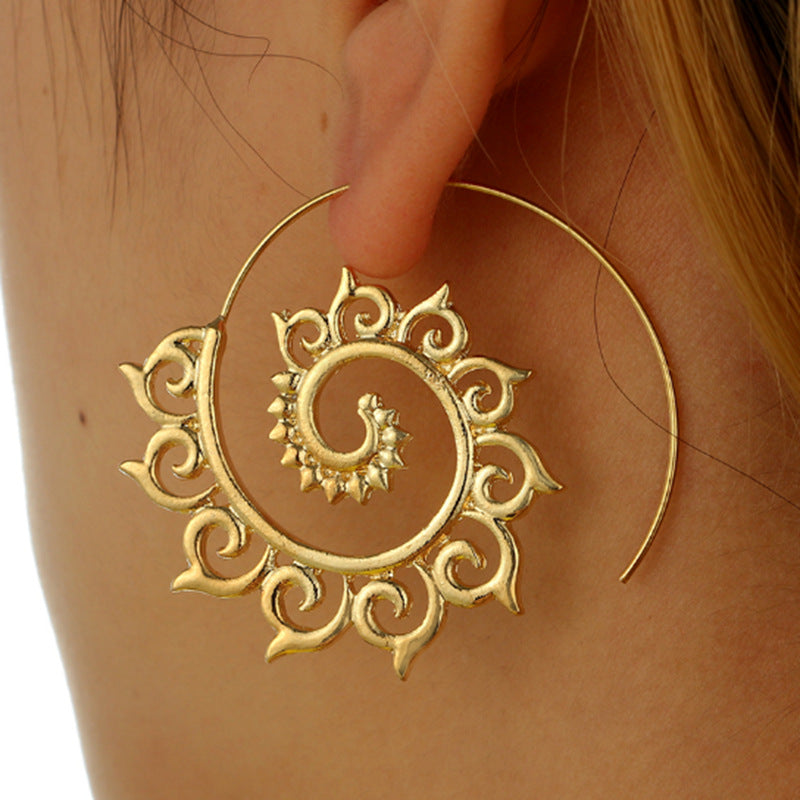 Unique super circle spiral earrings