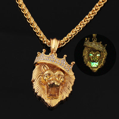 Hip-hop luminous lion necklaces