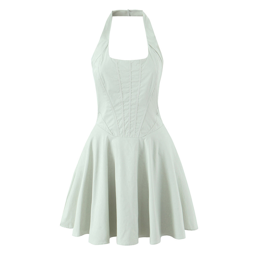 French-style Cute Cinched Sexy Halter Dress