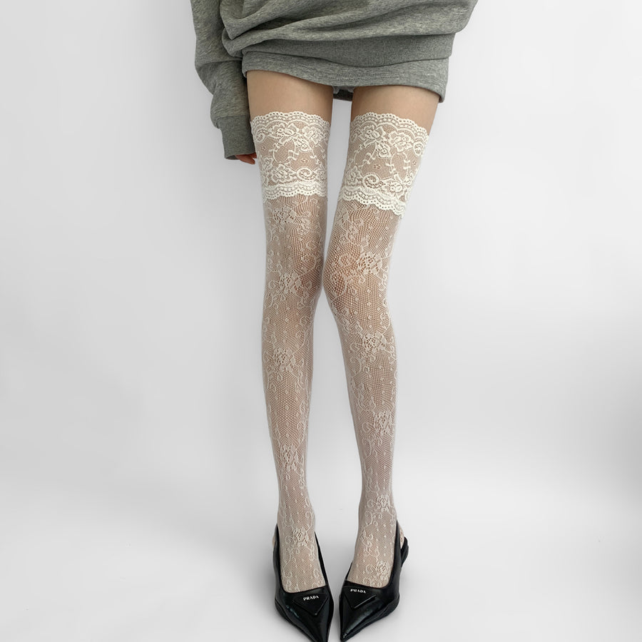 Super Sexy Lace Hot Pattern Stockings, Ultra-Thin Hollow-Out Thigh-High Socks