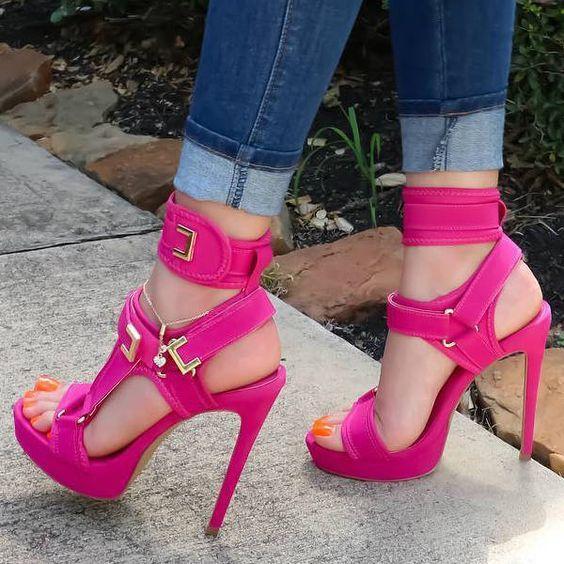 Sexy Buckle Platform Stiletto Sandals