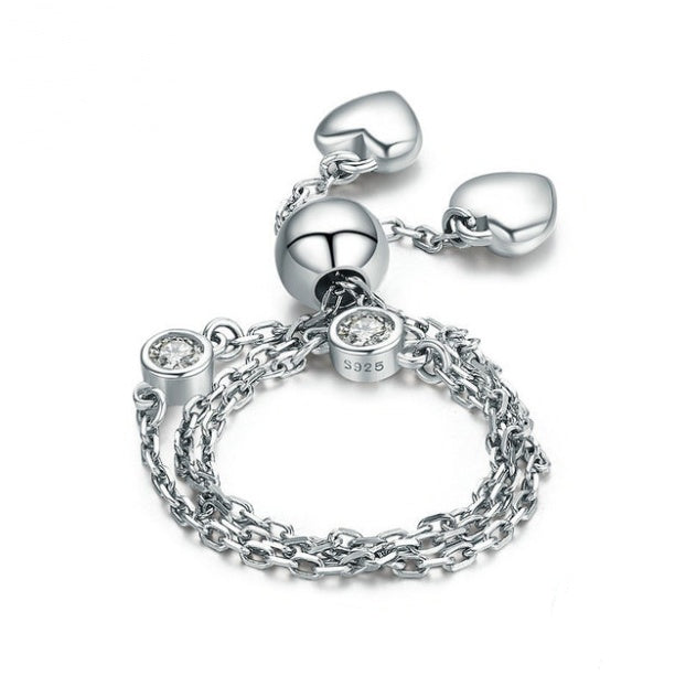 Silver Plated Simple Heart Lace-up Cool Bracelet