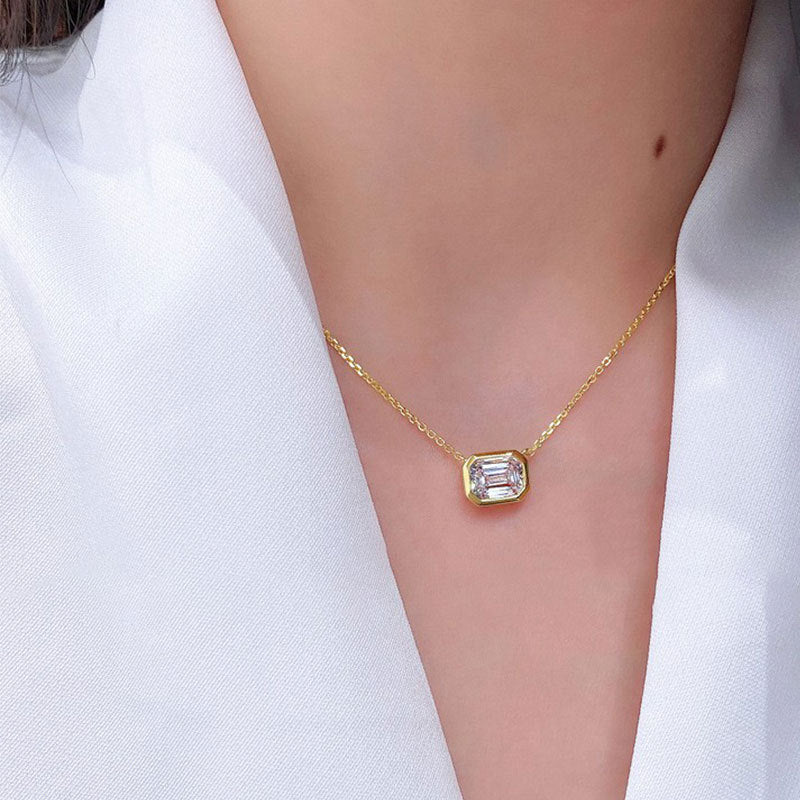 Classic Rectangular Moissanite Necklace