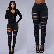 Ripped Jeans - Skinny Trousers - High Waist Pencil Pants