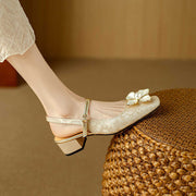 Chic French Retro Square Toe Heels