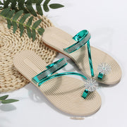 Glam Summer Sandals with Rhinestone Flower Detail