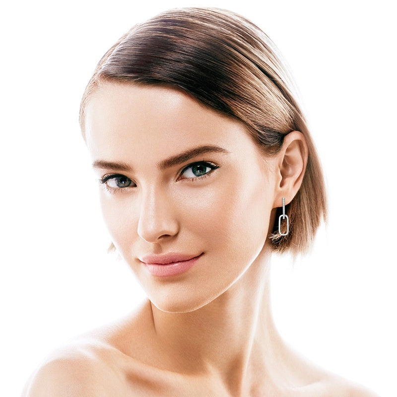 Double Ring Business-style Moissanite Earrings