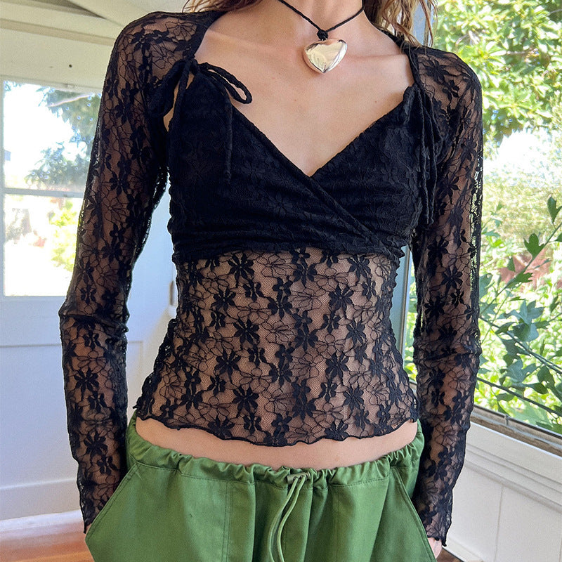Slim-fit Lace Vintage-style Top