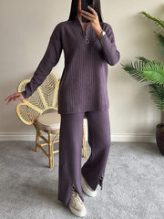 Cozy High Neck Knit Two-Piece Set
