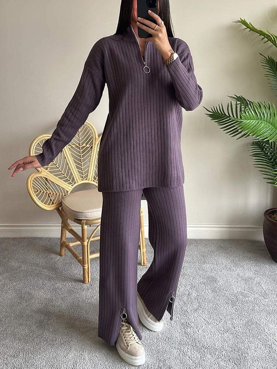 Cozy High Neck Knit Two-Piece Set