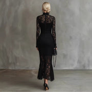 Black Lace Mermaid Maxi Dress