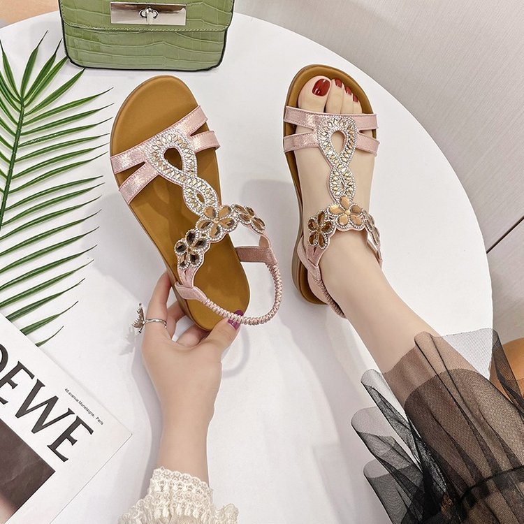 Glam Rhinestone Flat Sandals