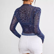 Cool Mesh Printed Long-Sleeve Top