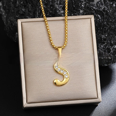 Diamond-Style-Encrusted English Alphabet Classic Necklace