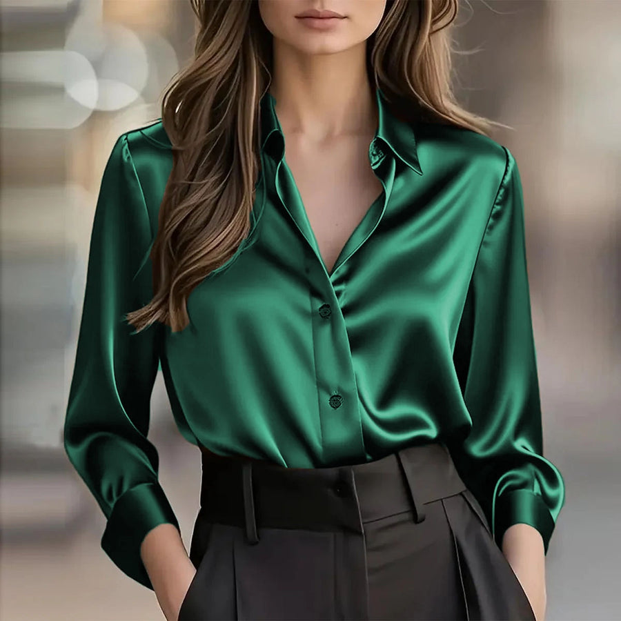 Elegant Satin Long Sleeve Blouse