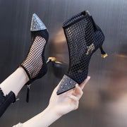 Chic Breathable Mesh Heel Boots