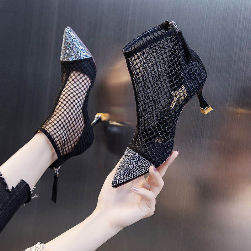 Chic Breathable Mesh Heel Boots