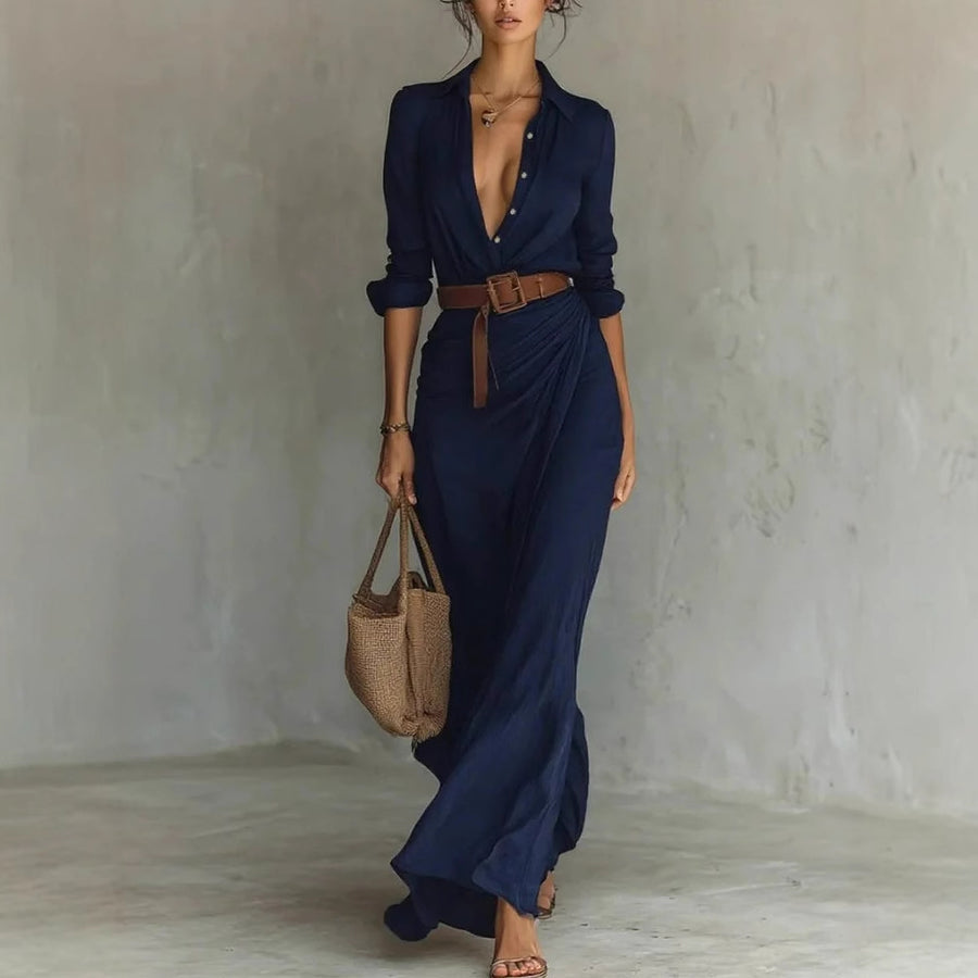 Irregular Unique Long Dress With Belt