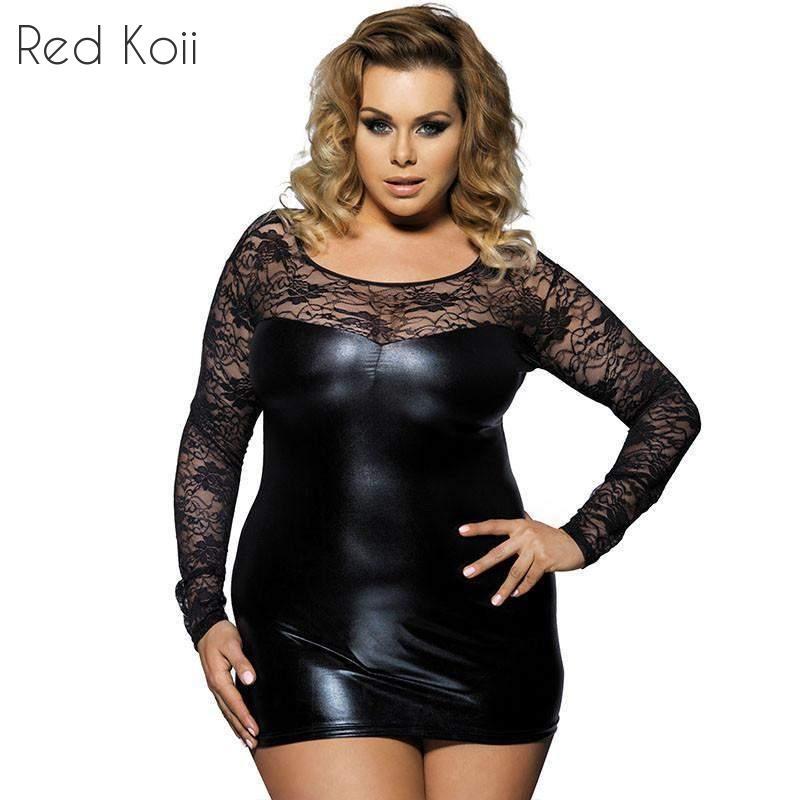 Black Faux Leather Sexy Dress