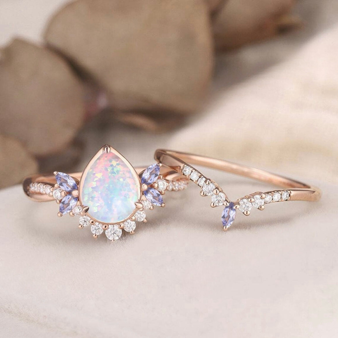 Butterfly-knot Unique Design Two Ring Set