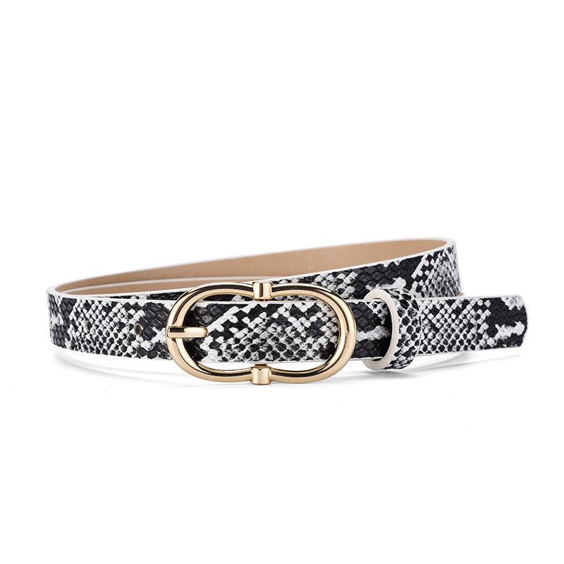 Simple And Versatile Snake Print Leather Belt