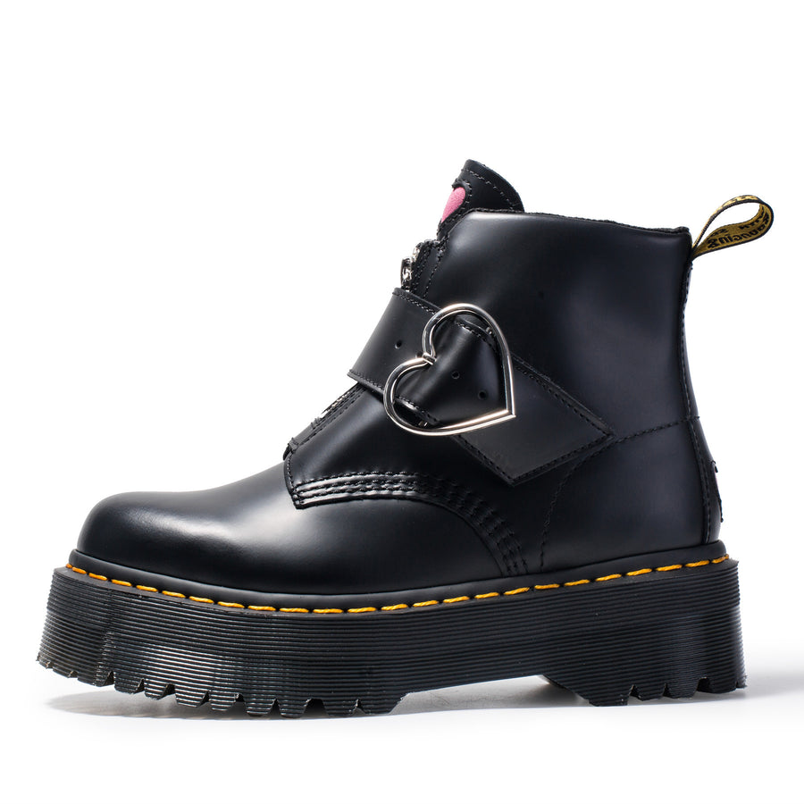 Edgy Heart Detail Platform Ankle Boots