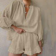 Sweet Lace-Up Ruffle Shorts Co-Ord