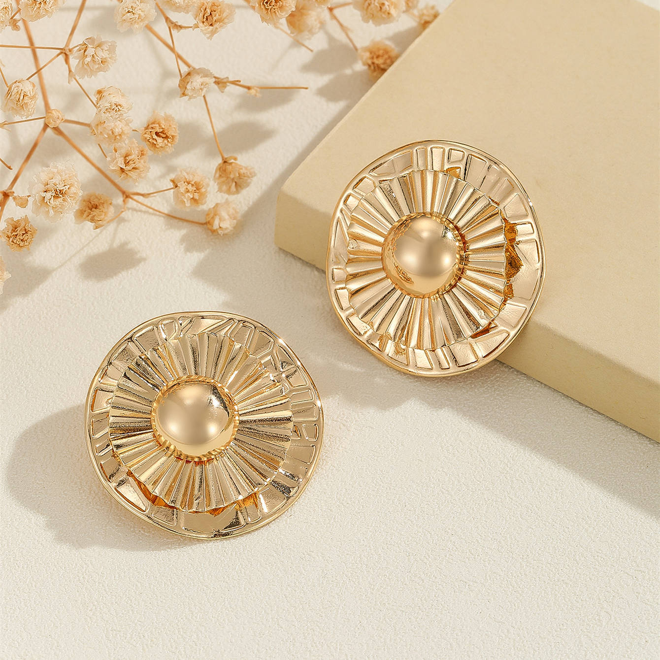 Irregular Exaggerated Unique Design Circle Stud Earrings
