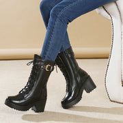 Glam Leather Combat Boots