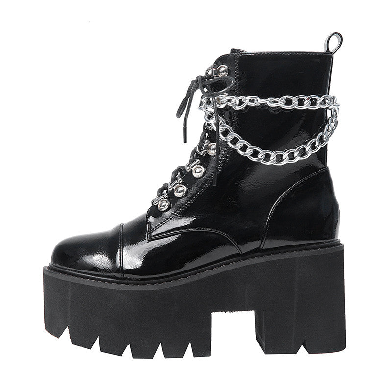 Edgy Chain Zip Ankle Boots