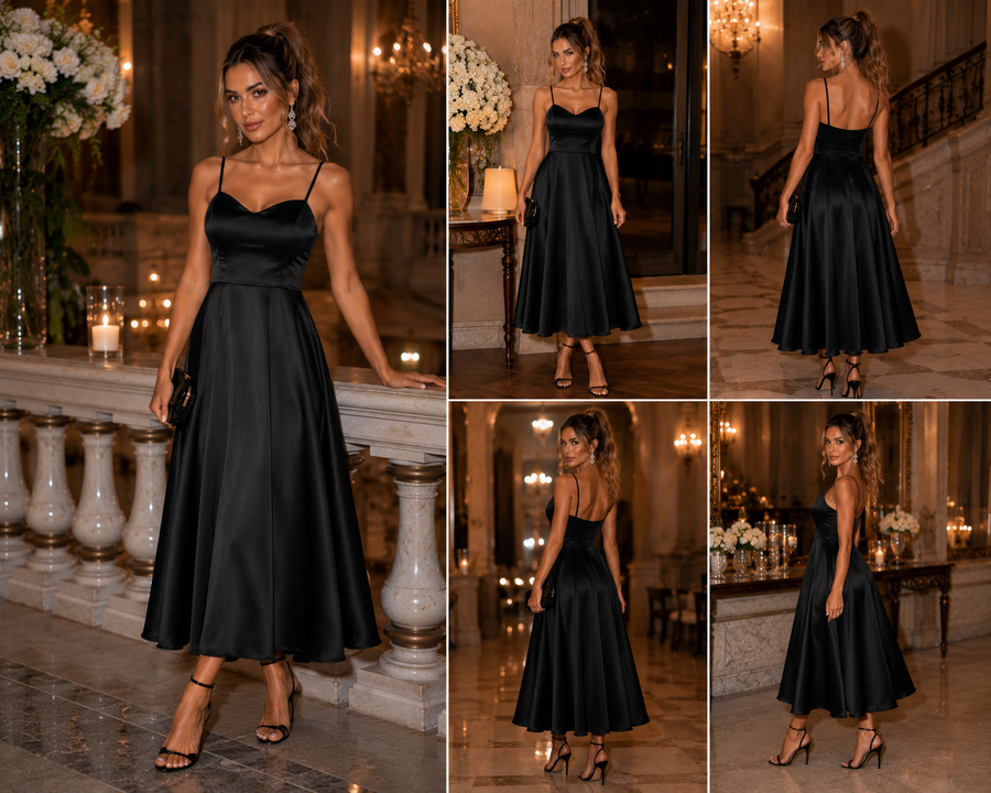 Slim Satin Strap Dress
