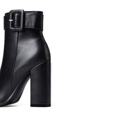 Glam Buckle Thick Heel Ankle Boots