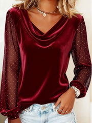 Long Sleeve V-neck Velvet Elegant Top