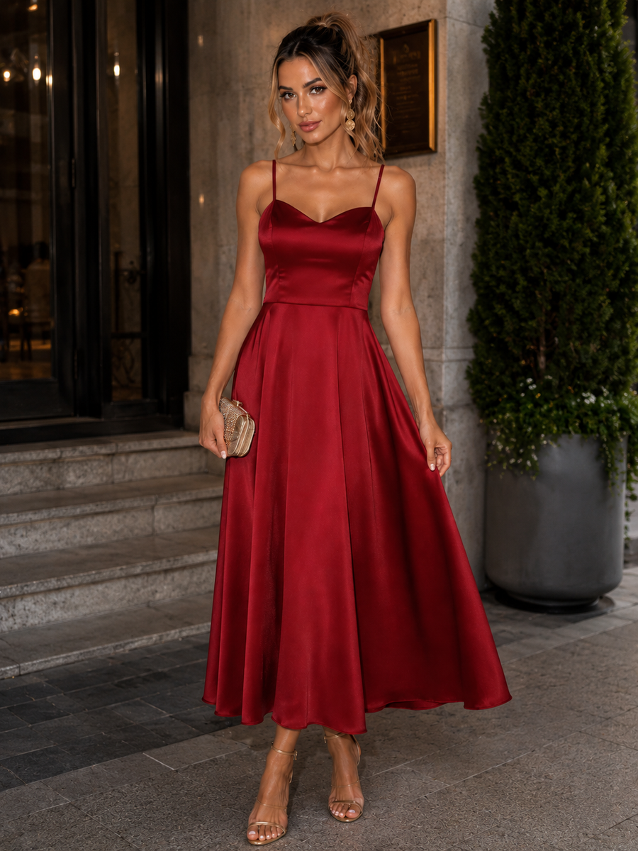 Slim Satin Strap Dress – Lady Sabrina