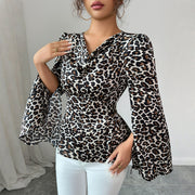Elegant Leopard Print High-end Long-sleeved Top