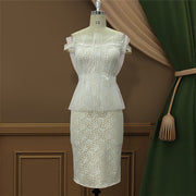 Plus Size Women's Lace Sexy Off-the-shoulder Dress